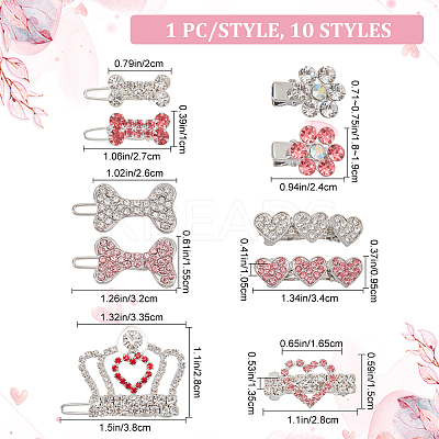 10Pcs 10 Style Alloy Mini Hair Barrettes PHAR-CP0001-17-1