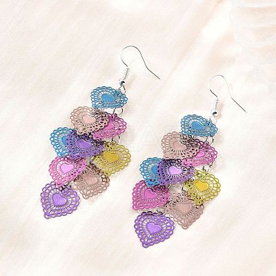 430 Stainless Steel Dangle Earrings EJEW-B157-01A-1