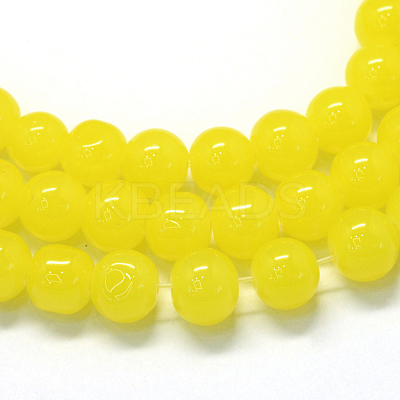 Baking Paint Imitation Jade Glass Round Bead Strands X-DGLA-Q021-10mm-24-1