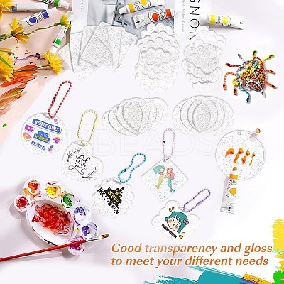 40Pcs 10 Style Acrylic Transparent Blank Pendants with Glitter DIY-CJC0002-013-1