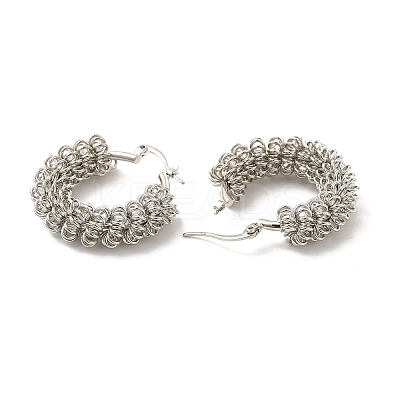 Brass Wire Mass Hoop Earrings for Women EJEW-G337-01P-1