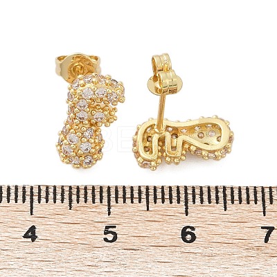 Brass Micro Pave Cubic Zirconia Stud Earrings EJEW-Z091-04G-F-1