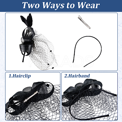 Gauze Mesh Veil Cloth with Aligator Hair Clip AJEW-WH20018-97A-1