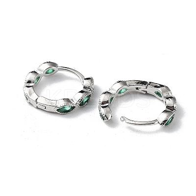 Green Cubic Zirconia Horse Eye Wrap Hoop Earrings EJEW-K083-34P-C-1