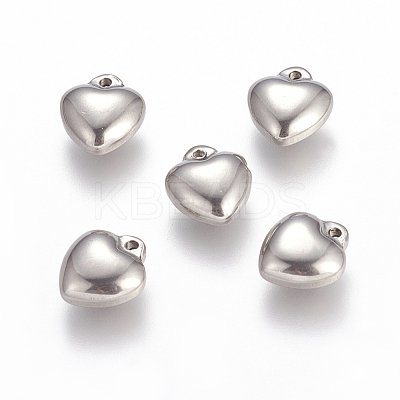 Tarnish Resistant 304 Stainless Steel Puffed Heart Charms X-STAS-K002-21A-1