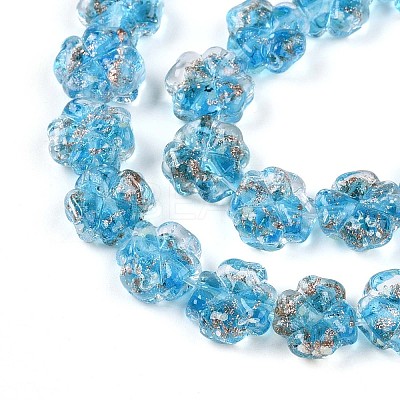 Luminous Handmade Gold Foil Glass Beads Strands FOIL-N029-01G-1