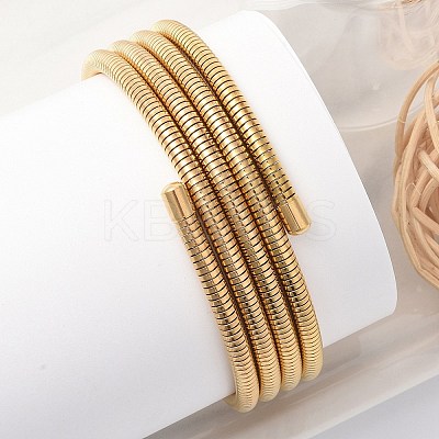304 Stainless Steel Spring Multi-strand Bangles for Women BJEW-Z086-01G-02-1