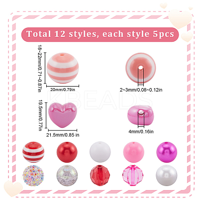 60Pcs 12 Styles DIY Acrylic & Plastic Beads Jewelry Making Findings Kit DIY-SC0025-49A-1