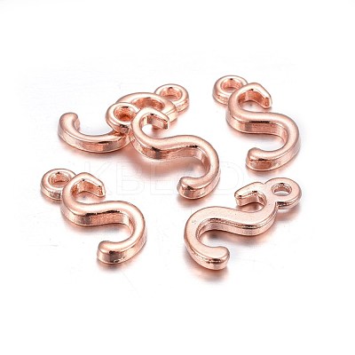 Rose Gold Plated Alloy Letter Pendants PALLOY-J718-01RG-S-1
