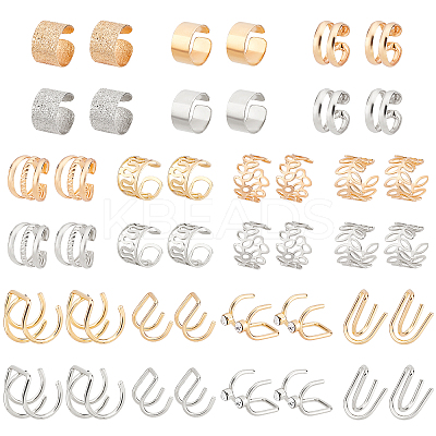 44Pcs Brass Cuff Earrings Set EJEW-PH0001-09-1