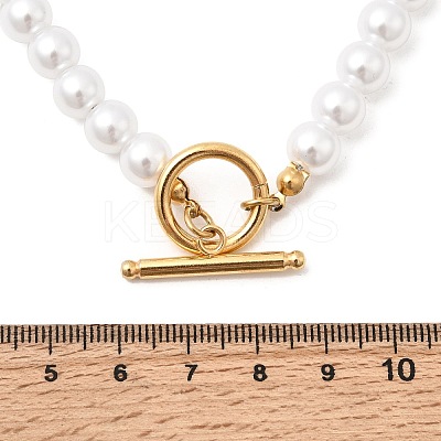 8MM White Round Plastic Pearl Beaded Necklaces for Women NJEW-L469-01G-1