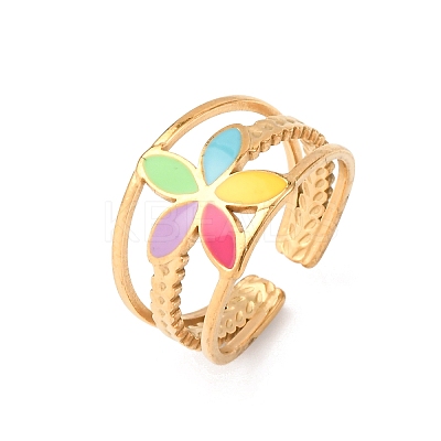 304 Stainless Steel Cuff Rings for Women RJEW-D334-02C-G-1