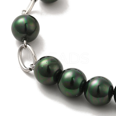 Dyed Natural Pearl Beaded Necklace with 304 Stainless Steel Chains NJEW-K255-02P-1