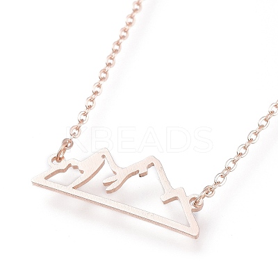 304 Stainless Steel Alps Pendant Necklaces NJEW-Z001-01RG-1