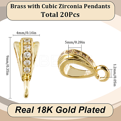 20Pcs Brass with Cubic Zirconia Pendants KK-SC0004-44-1