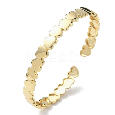 Heart Brass Cuff Bangles for Women BJEW-C144-01B-G-1