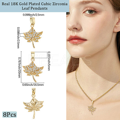 8Pcs Brass Micro Pave Cubic Zirconia Pendants FIND-BBC0004-29A-1