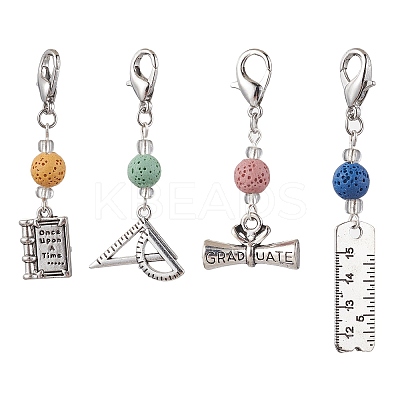 4Pcs 4 Styles Tibetan Style Alloy Pendant Decorations HJEW-JM01707-1