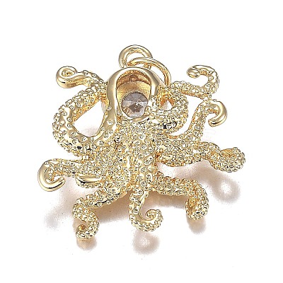 Brass Micro Clear & Black Cubic Zirconia Pendants X-ZIRC-F120-067G-1
