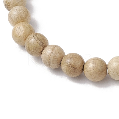 3Pcs Natural African Padauk Wood & Sandalwood & Wood & Striped Agate & Green Aventurine & Quartz Crystal Round Beaded Stretch Bracelets for Women BJEW-JB11929-1