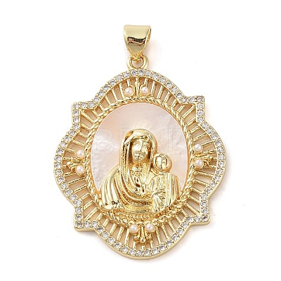 Brass Micro Pave Clear Cubic Zirconia Pendants KK-Q813-16D-G-1
