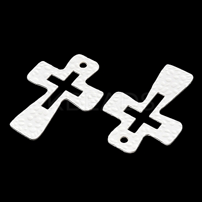 Hammered Cross Alloy Pendants PALLOY-D071-MS-1