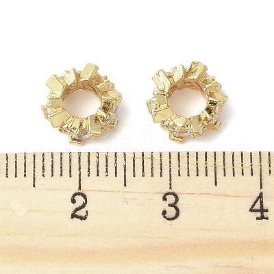 Brass Micro Pave Cubic Zirconia Rondelle European Beads FIND-B046-02G-1