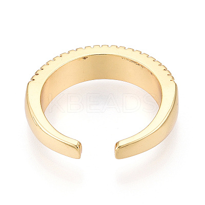 Brass Micro Pave Clear Cubic Zirconia Cuff Rings for Women KK-T074-16G-1