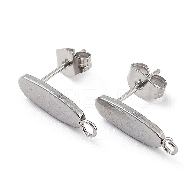 Non-Tarnish 201 Stainless Steel Oval Stud Earring Findings STAS-K259-20P-1
