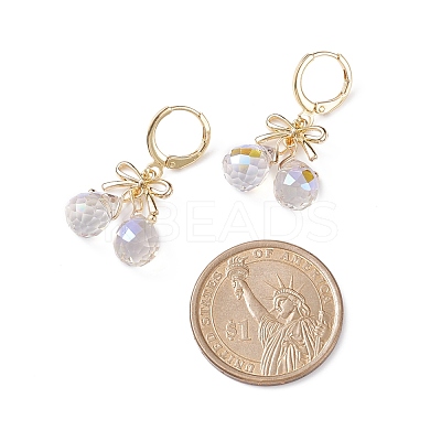Alloy Bowknot with Glass Teardrop Dangle Leverback Earrings EJEW-TA00114-1