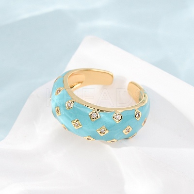 Brass Micro Pave Cubic Zirconia Cuff Open Rings CU-CBAB3AD-12G-02-1