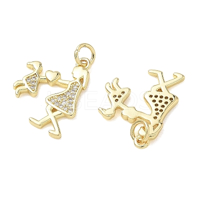 Brass Micro Pave Cubic Zirconia Pendants KK-T085-15F-G-1