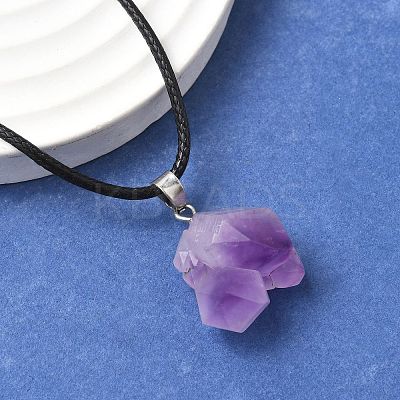 Natural Amethyst Pendant Necklaces NJEW-E146-01-1