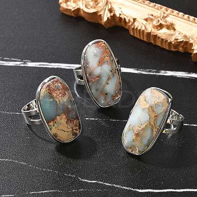Natural Aqua Terra Jasper Finger Rings RJEW-A068-04P-1