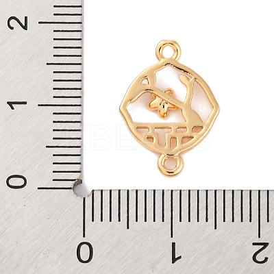 Brass Hollow Flower Rhombus Links Connector Charms KK-S403-08G-1