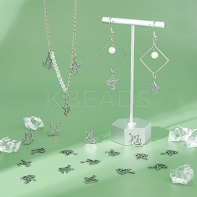 120Pcs 304 Stainless Steel Bird Pendants STAS-DC0007-36-1