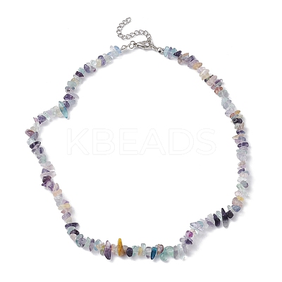 Natural Fluorite Chip Beaded Necklace NJEW-JN04615-11-1