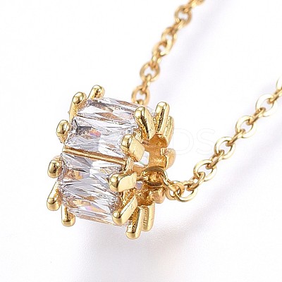 Brass Micro Pave Cubic Zirconia Pendant Necklaces NJEW-H486-18-1