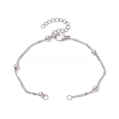 304 Stainless Steel Singapore Chain Bracelets Making AJEW-JB01307-02-1