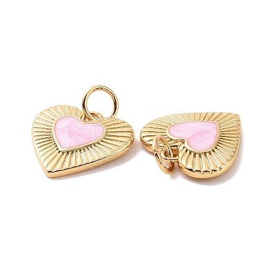Heart Brass Enamel Pendants X-KK-G435-07G-02-1