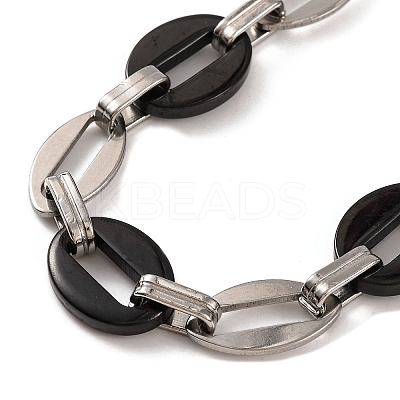 201 Stainless Steel Coffee Bean Chain Bracelets BJEW-B078-67EBP-1