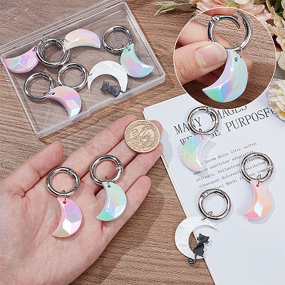 6Pcs 6 Style Moon Acrylic Pendant Shoe Charms HJEW-DR00002-1