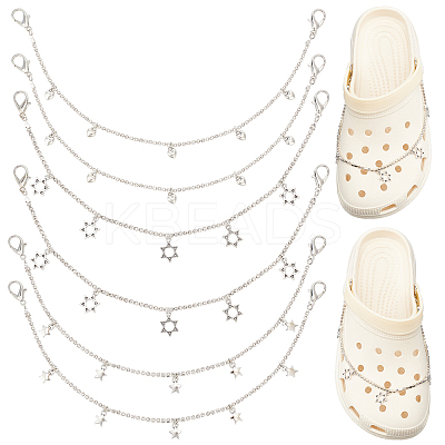 6Pcs 3 Style Alloy Rhinestone Shoe Chains FIND-CP0001-38-1