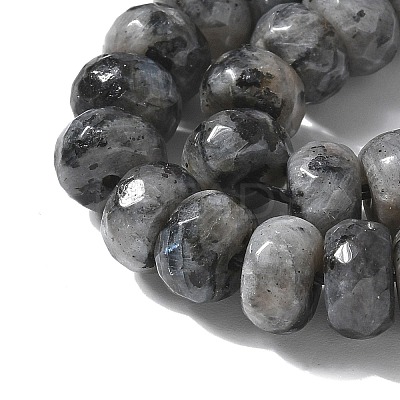 Faceted Natural Labradorite Rondelle Beads Strands G-K090-02-1