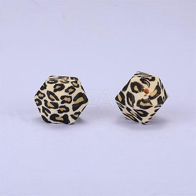 Colorful Pattern Printed Silicone Focal Beads SI-JX0022A-02-1