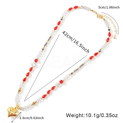 Brass Pendant Glass & Imitation Pearl & Synthetic Gemstone Beaded Necklaces for Women XO1597-1