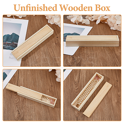 Rectangle Unfinished Wood Gift Storage Box LS-CON-WH0094-38B-1