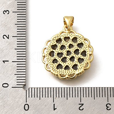 Brass with Natural Shell Carved Pendants KK-Z091-01G-01-1