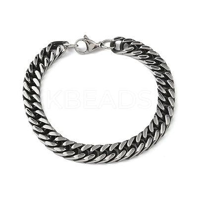 304 Stainless Steel Cuban Link Chain Bracelets for Men Women BJEW-D367-01-1