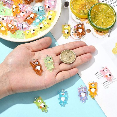 70Pcs 7 Colors Luminous Transparent Resin Pendants FIND-CJ0004-53-1